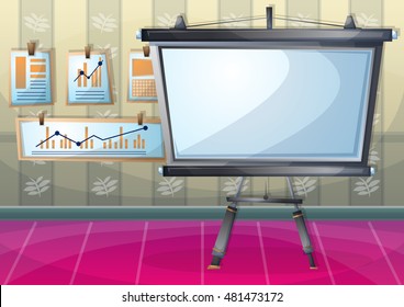 cartoon vector illustration interior office room with separated layers in 2d graphic