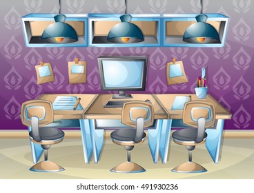 cartoon vector illustration interior office room with separated layers in 2d graphic