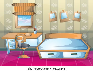 cartoon vector illustration interior office room with separated layers in 2d graphic