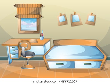 cartoon vector illustration interior office room with separated layers in 2d graphic