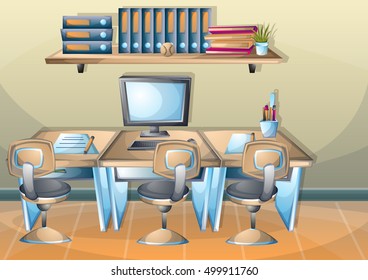 cartoon vector illustration interior office room with separated layers in 2d graphic