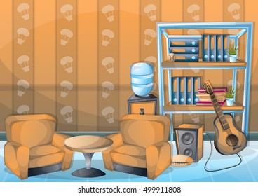 cartoon vector illustration interior office room with separated layers in 2d graphic