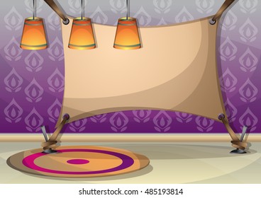 cartoon vector illustration interior painting wall with separated layers in 2d graphic