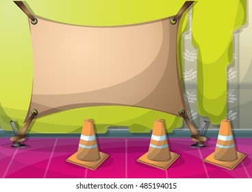 cartoon vector illustration interior painting wall with separated layers in 2d graphic