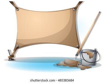 cartoon vector illustration interior painting wall with separated layers in 2d graphic