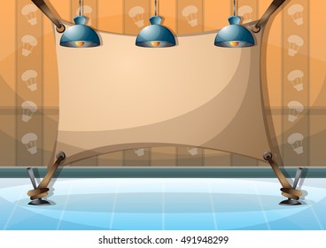 cartoon vector illustration interior painting wall with separated layers in 2d graphic