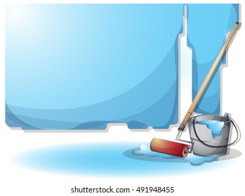 cartoon vector illustration interior painting wall with separated layers in 2d graphic