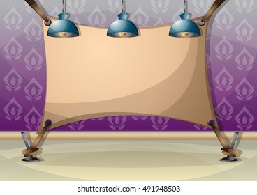 cartoon vector illustration interior painting wall with separated layers in 2d graphic
