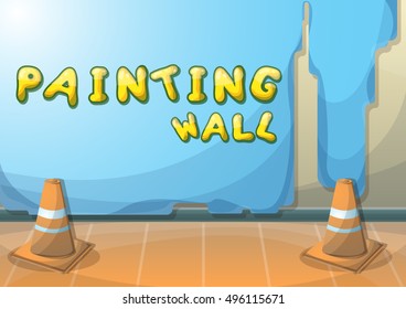 cartoon vector illustration interior painting wall with separated layers in 2d graphic