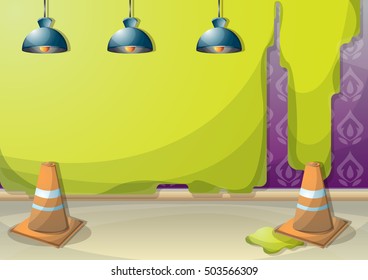 cartoon vector illustration interior painting wall with separated layers in 2d graphic
