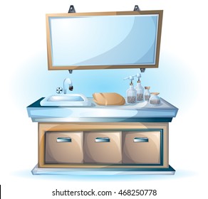 cartoon vector illustration interior sink object with separated layers