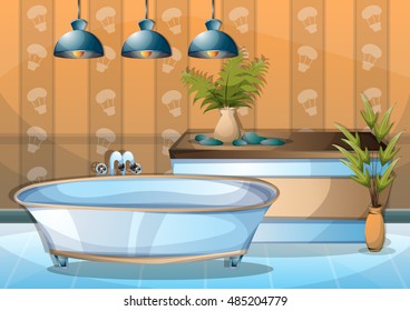 cartoon vector illustration interior spa room with separated layers in 2d graphic