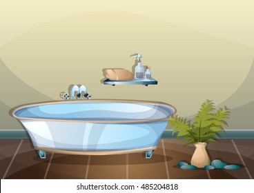 cartoon vector illustration interior spa room with separated layers in 2d graphic