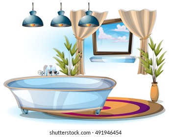 cartoon vector illustration interior spa room with separated layers in 2d graphic