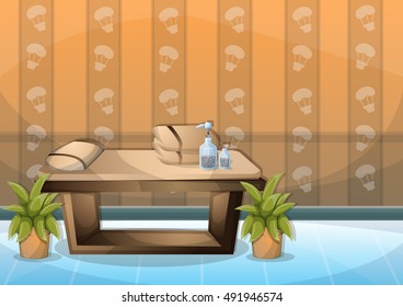 cartoon vector illustration interior spa room with separated layers in 2d graphic