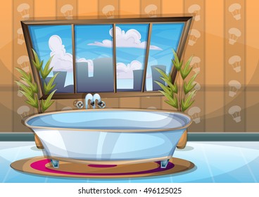 cartoon vector illustration interior spa room with separated layers in 2d graphic
