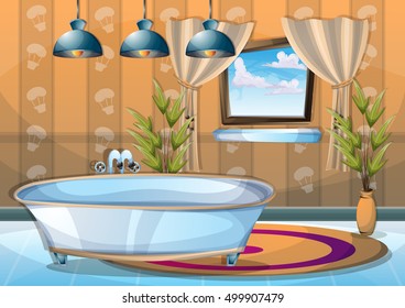 cartoon vector illustration interior spa room with separated layers in 2d graphic