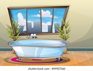 cartoon vector illustration interior spa room with separated layers in 2d graphic