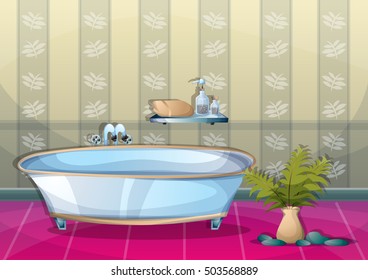 cartoon vector illustration interior spa room with separated layers in 2d graphic