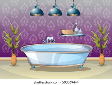 cartoon vector illustration interior spa room with separated layers in 2d graphic
