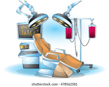 cartoon vector illustration interior surgery operation room with separated layers in 2d graphic