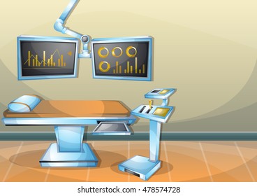 cartoon vector illustration interior surgery operation room with separated layers in 2d graphic