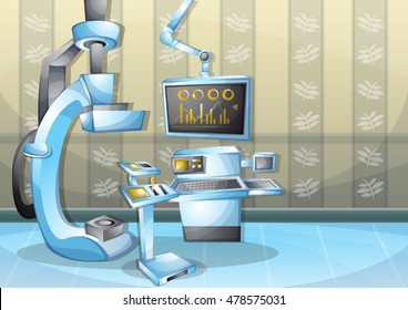 cartoon vector illustration interior surgery operation room with separated layers in 2d graphic
