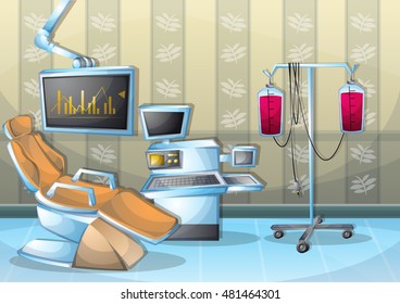cartoon vector illustration interior surgery operation room with separated layers in 2d graphic