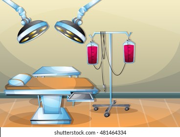 cartoon vector illustration interior surgery operation room with separated layers in 2d graphic