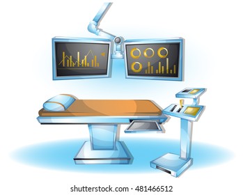 cartoon vector illustration interior surgery operation room with separated layers in 2d graphic