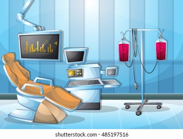 cartoon vector illustration interior surgery operation room with separated layers in 2d graphic