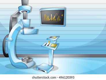 cartoon vector illustration interior surgery operation room with separated layers in 2d graphic