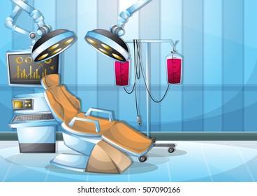cartoon vector illustration interior surgery operation room with separated layers in 2d graphic