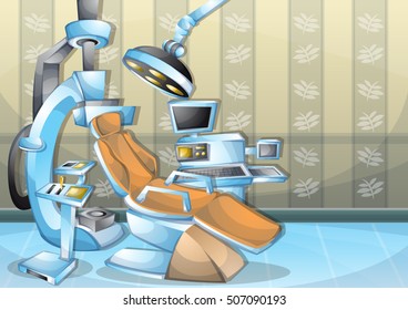 cartoon vector illustration interior surgery operation room with separated layers in 2d graphic