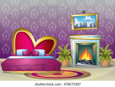 cartoon vector illustration interior valentine room with separated layers in 2d graphic