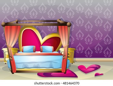 cartoon vector illustration interior valentine room with separated layers in 2d graphic
