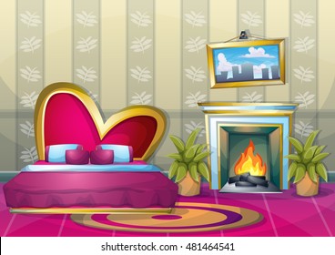 cartoon vector illustration interior valentine room with separated layers in 2d graphic