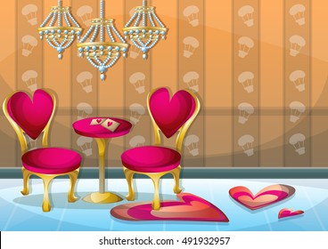 cartoon vector illustration interior valentine room with separated layers in 2d graphic