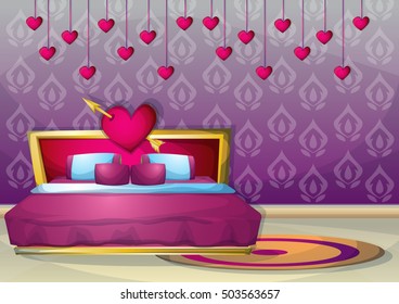 cartoon vector illustration interior valentine room with separated layers in 2d graphic