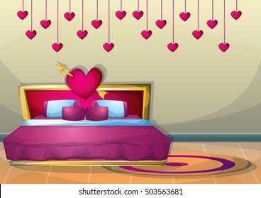 cartoon vector illustration interior valentine room with separated layers in 2d graphic