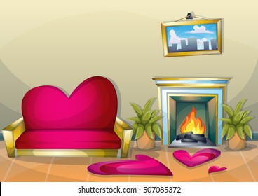 cartoon vector illustration interior valentine room with separated layers in 2d graphic