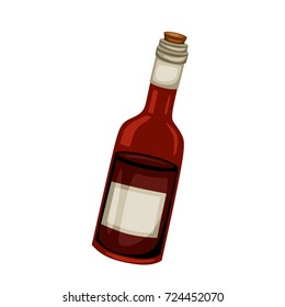 Cartoon Vector Illustration of an Isolated Bottle of Red Wine