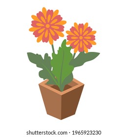 Cartoon vector illustration isolated object botanic garden nature flower pot