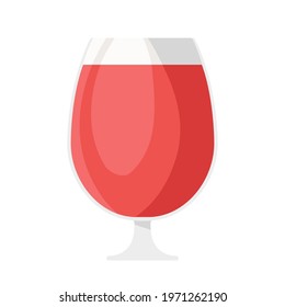 Cartoon vector illustration isolated object glass goblet and red wine