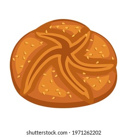 Cartoon vector illustration isolated object delicious flour food bakery bread whole grain