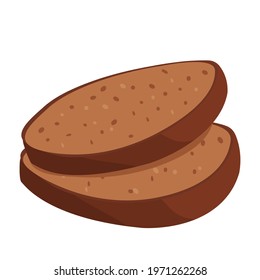 Cartoon vector illustration isolated object delicious flour food bakery bread dark whole grain toast