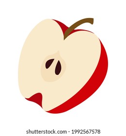 Ilustración vectorial de caricatura objeto aislado fruta fresca de alimentos medio cortada manzana roja