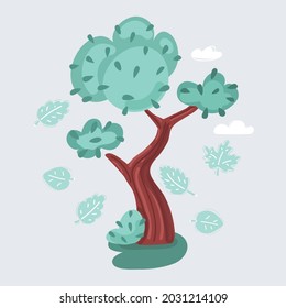 Cartoon vector illustration of isolated tree on white background
