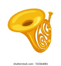Cartoon Vector Illustration of an Isolated Yellow Big Trumpet