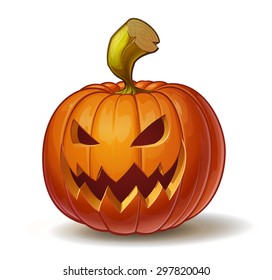 Cartoon vector illustration of a Jack-O-Lantern pumpkin curved in a scary expression, isolated on white. Neatly organized and easy to edit EPS-10